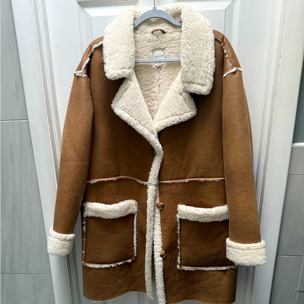 NEW GENTLE FAWN SUEDE SOFT SHERPA JACKET SIZE XL
